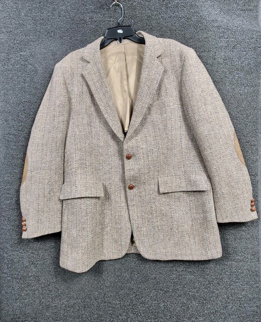Vintage Stix Baer & Fuller Blazer Mens Medium Brown Wool Tweed Elbow Patch 70s